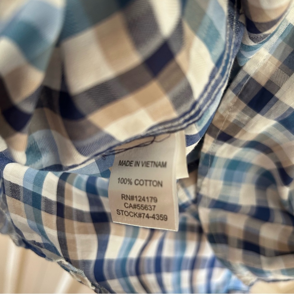 Johnston & Murphy blue and tan check dress shirt - Picture 8 of 8